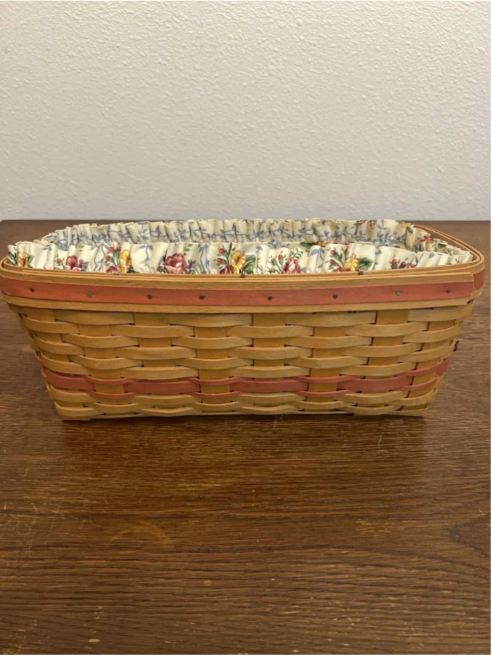 Longaberger Buffet Basket 1996 Signed w/ Liner & Protector Vintage Handwoven